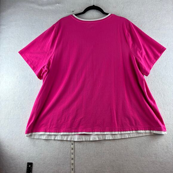 Cathrine's Suprema Collection V-neck Top 3X Plus 26/28W Hot Pink Modest Comfort - Picture 10 of 11